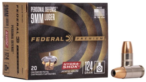 opplanet federal premium personal defense pistol ammo 9mm luger hydra shok jacketed hollow point 124 grain 20 rounds p9hs1 main 1