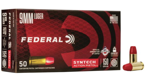 opplanet federal premium syntech action pistol ammo 9mm luger syntech total synthetic jacket 150 grain 50 rounds ae9sjap1 main
