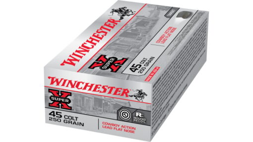 opplanet winchester super x handgun 45 colt 250 grain lead flat nose brass cased centerfire pistol ammo 50 rounds usa45cb av 1